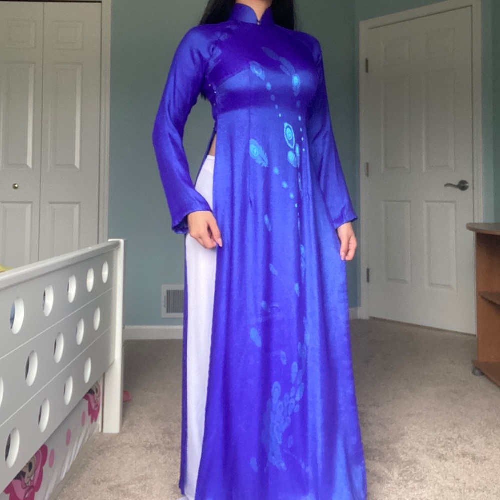 vietnamese ao dai dress graphic formal maxi gown